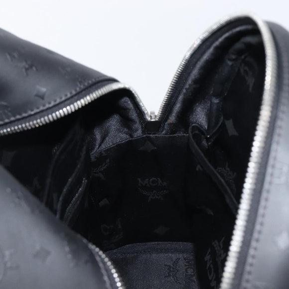MCM Vicetos Logogram Backpack PVC Black Silver Auth 205055