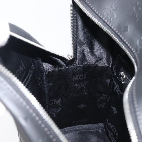 MCM Vicetos Logogram Backpack PVC Black Silver Auth 205055