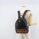 MCM Vicetos Logogram Backpack PVC Black Silver Auth 205055-30