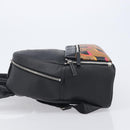 MCM Vicetos Logogram Backpack PVC Black Silver Auth 205055-5