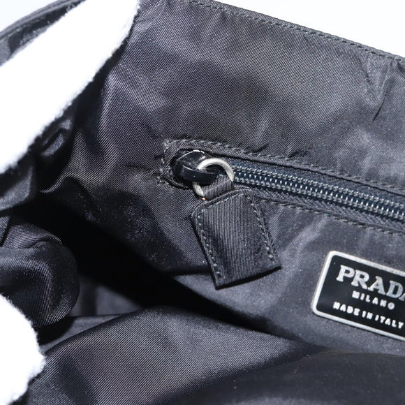 PRADA Hand Bag Nylon Black Silver Auth 205057