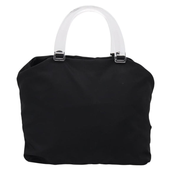 PRADA Hand Bag Nylon Black Silver Auth 205057