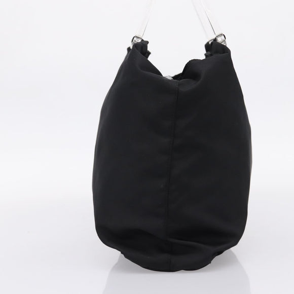 PRADA Hand Bag Nylon Black Silver Auth 205057