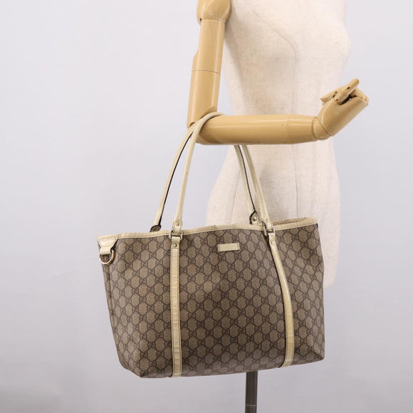 GUCCI GG Supreme Tote Bag PVC Beige Gold 197953 Auth 205060