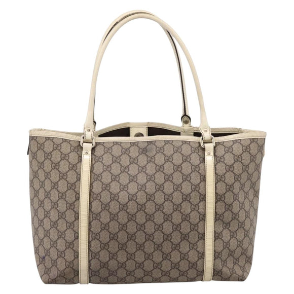 GUCCI GG Supreme Tote Bag PVC Beige Gold 197953 Auth 205060