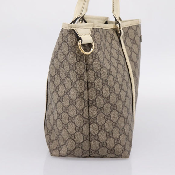 GUCCI GG Supreme Tote Bag PVC Beige Gold 197953 Auth 205060