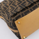 FENDI Zucca Canvas Shoulder Bag Brown Black Auth 205062-14