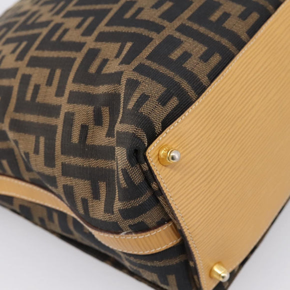 FENDI Zucca Canvas Shoulder Bag Brown Black Auth 205062