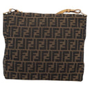 FENDI Zucca Canvas Shoulder Bag Brown Black Auth 205062-13
