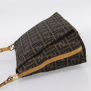 FENDI Zucca Canvas Shoulder Bag Brown Black Auth 205062-3