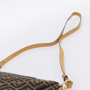 FENDI Zucca Canvas Shoulder Bag Brown Black Auth 205062-8