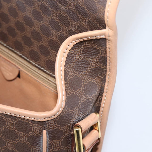 CELINE Macadam Canvas Shoulder Bag PVC Leather Brown Gold Auth 205063V