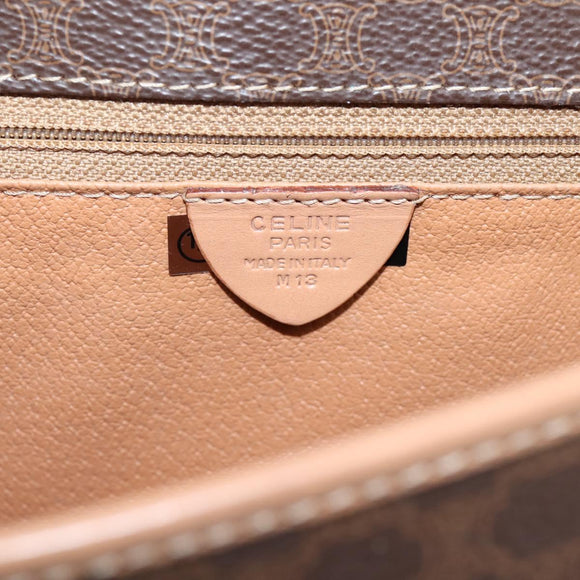 CELINE Macadam Canvas Shoulder Bag PVC Leather Brown Gold Auth 205063V