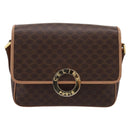 CELINE Macadam Canvas Shoulder Bag PVC Leather Brown Gold Auth 205063V-13