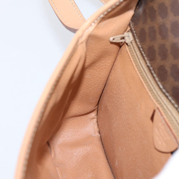 CELINE Macadam Canvas Shoulder Bag PVC Leather Brown Gold Auth 205063V