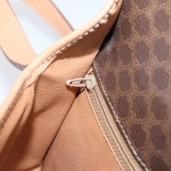 CELINE Macadam Canvas Shoulder Bag PVC Leather Brown Gold Auth 205063V