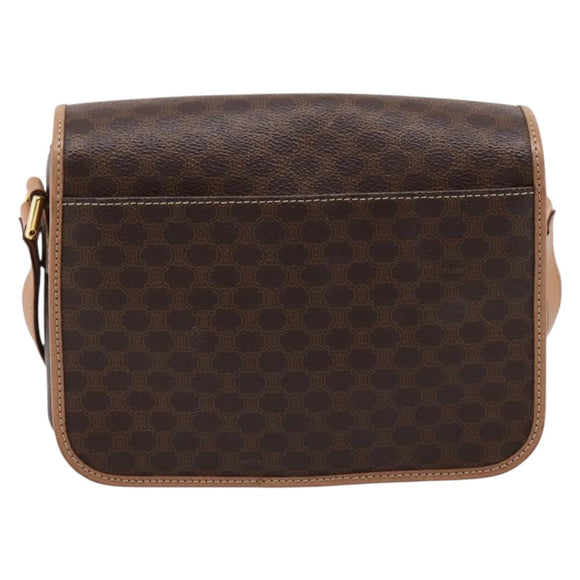 CELINE Macadam Canvas Shoulder Bag PVC Leather Brown Gold Auth 205063V