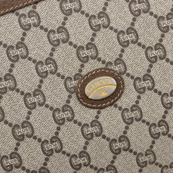 GUCCI GG Plus Supreme Clutch Bag PVC Beige Gold Auth 205064