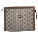 GUCCI GG Plus Supreme Clutch Bag PVC Beige Gold Auth 205064-2