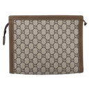 GUCCI GG Plus Supreme Clutch Bag PVC Beige Gold Auth 205064-3
