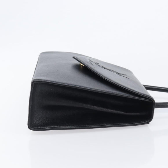 Saint Laurent Hand Bag Leather Black Gold Auth 205065A