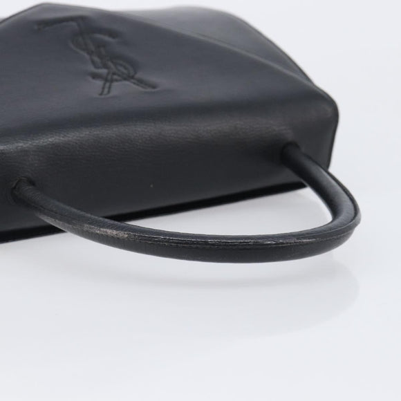 Saint Laurent Hand Bag Leather Black Gold Auth 205065A