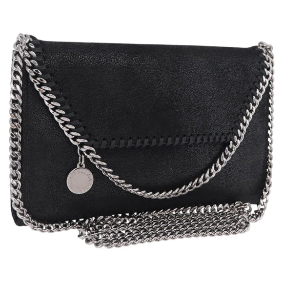 Stella McCartney Chain Falabella Bag polyester Black Silver Auth 205067A