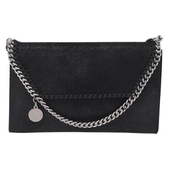 Stella McCartney Chain Falabella Bag polyester Black Silver Auth 205067A