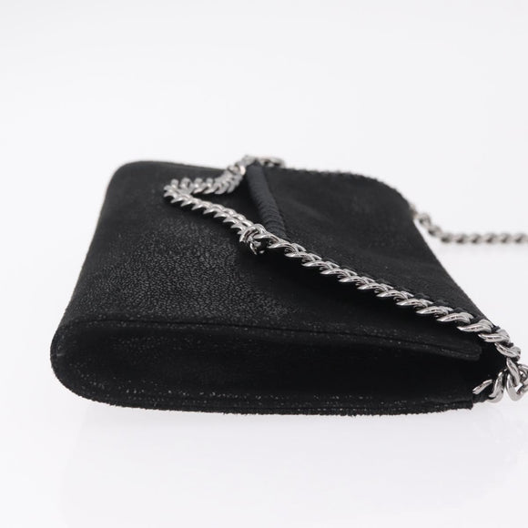 Stella McCartney Chain Falabella Bag polyester Black Silver Auth 205067A