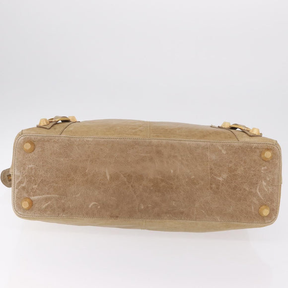 Balenciaga Giant Vero Hand Bag Leather Beige Gold 263244 Auth 205068V