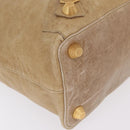 Balenciaga Giant Vero Hand Bag Leather Beige Gold 263244 Auth 205068V-11