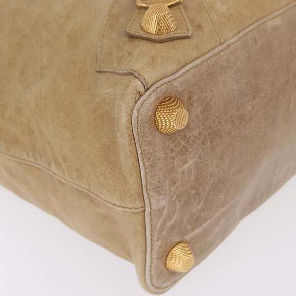 Balenciaga Giant Vero Hand Bag Leather Beige Gold 263244 Auth 205068V