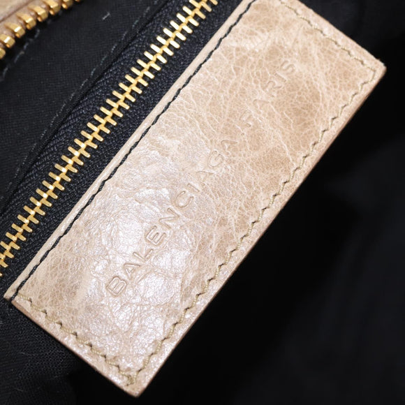 Balenciaga Giant Vero Hand Bag Leather Beige Gold 263244 Auth 205068V