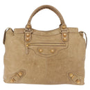 Balenciaga Giant Vero Hand Bag Leather Beige Gold 263244 Auth 205068V-2