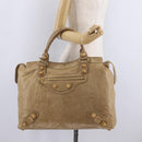 Balenciaga Giant Vero Hand Bag Leather Beige Gold 263244 Auth 205068V-26