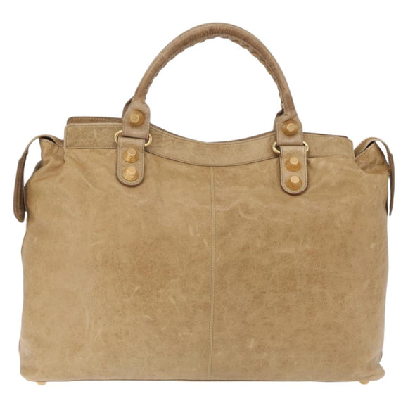 Balenciaga Giant Vero Hand Bag Leather Beige Gold 263244 Auth 205068V