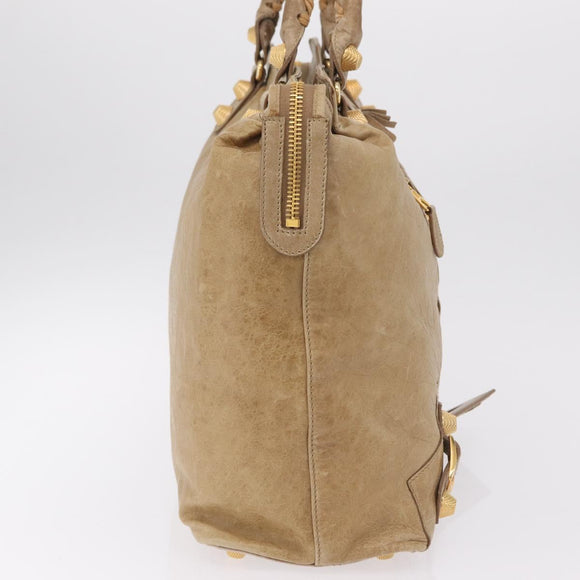 Balenciaga Giant Vero Hand Bag Leather Beige Gold 263244 Auth 205068V