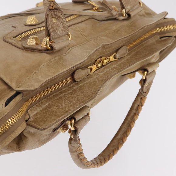 Balenciaga Giant Vero Hand Bag Leather Beige Gold 263244 Auth 205068V