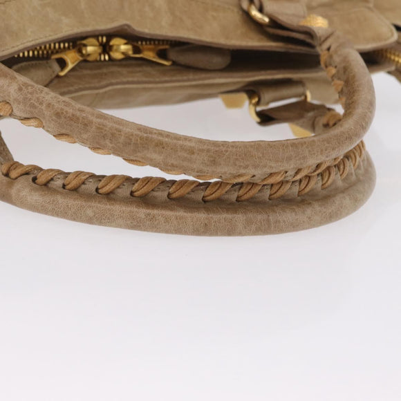 Balenciaga Giant Vero Hand Bag Leather Beige Gold 263244 Auth 205068V