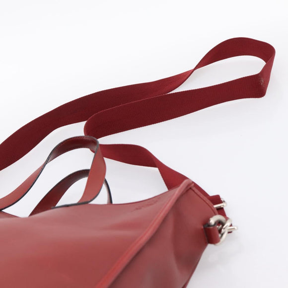 LOEWE Hand Bag Leather 2way Red Silver Auth 205076