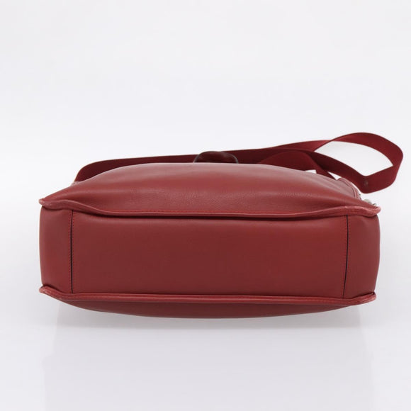 LOEWE Hand Bag Leather 2way Red Silver Auth 205076