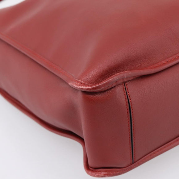 LOEWE Hand Bag Leather 2way Red Silver Auth 205076