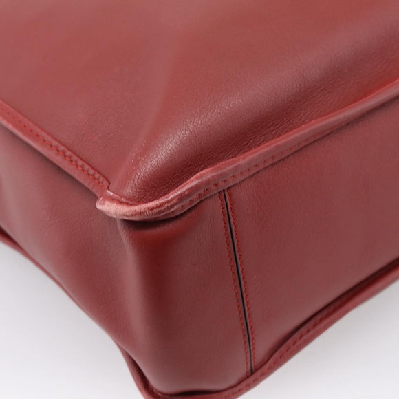 LOEWE Hand Bag Leather 2way Red Silver Auth 205076
