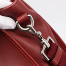 LOEWE Hand Bag Leather 2way Red Silver Auth 205076-20