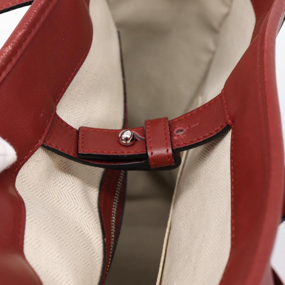 LOEWE Hand Bag Leather 2way Red Silver Auth 205076