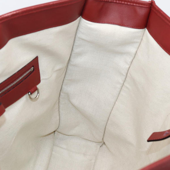 LOEWE Hand Bag Leather 2way Red Silver Auth 205076
