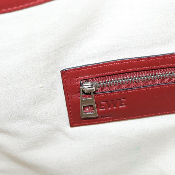 LOEWE Hand Bag Leather 2way Red Silver Auth 205076