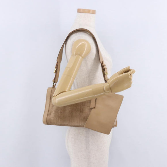 GUCCI Shoulder Bag Leather Beige Gold 92706 Auth 205079