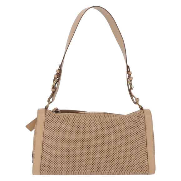 GUCCI Shoulder Bag Leather Beige Gold 92706 Auth 205079