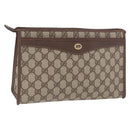 GUCCI GG Supreme Clutch Bag PVC Beige Gold 156 01 051 Auth 205083-1